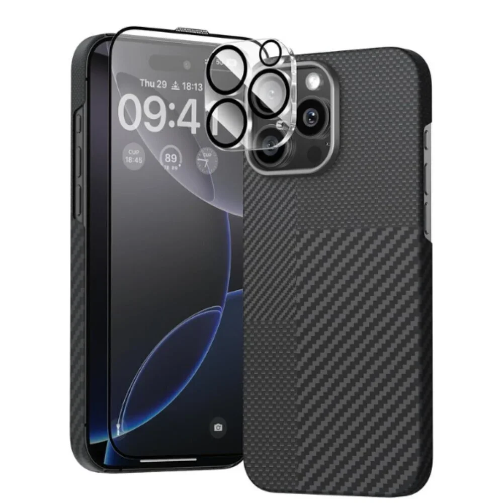 iPhone 16 Pro Case MagSafe Aramid Fiber Ultra Thin 3-in-1 Cover Carbon Texture